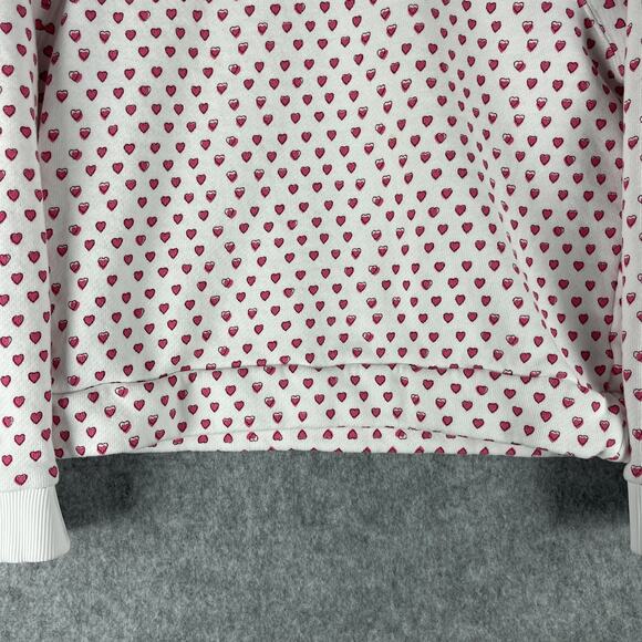 Roller Rabbit Sweatshirt Womens XS Pink Heart Print Organic Crewneck Casual FLAW - Picture 3 of 12